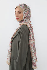 Printed Voile Hijab Scarf, Lightweight Soft Breathable Modest Shawl,SAL-102 Pattern V1