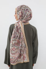 Printed Voile Hijab Scarf, Lightweight Soft Breathable Modest Shawl,SAL-102 Pattern V1
