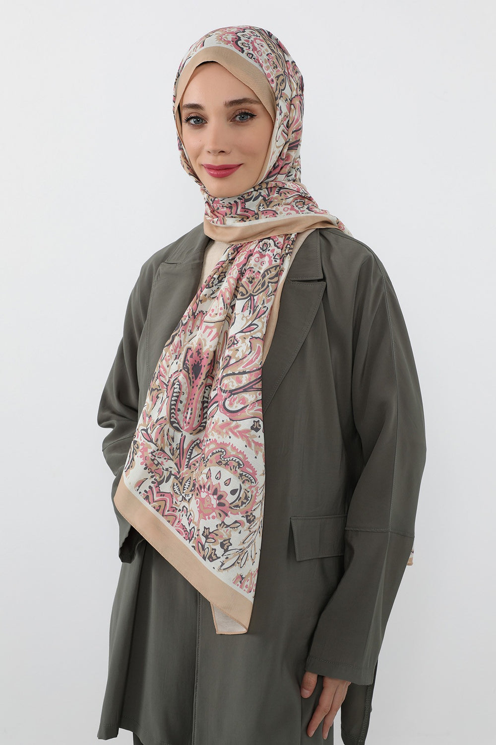 Printed Voile Hijab Scarf, Lightweight Soft Breathable Modest Shawl,SAL-102 Pattern V1