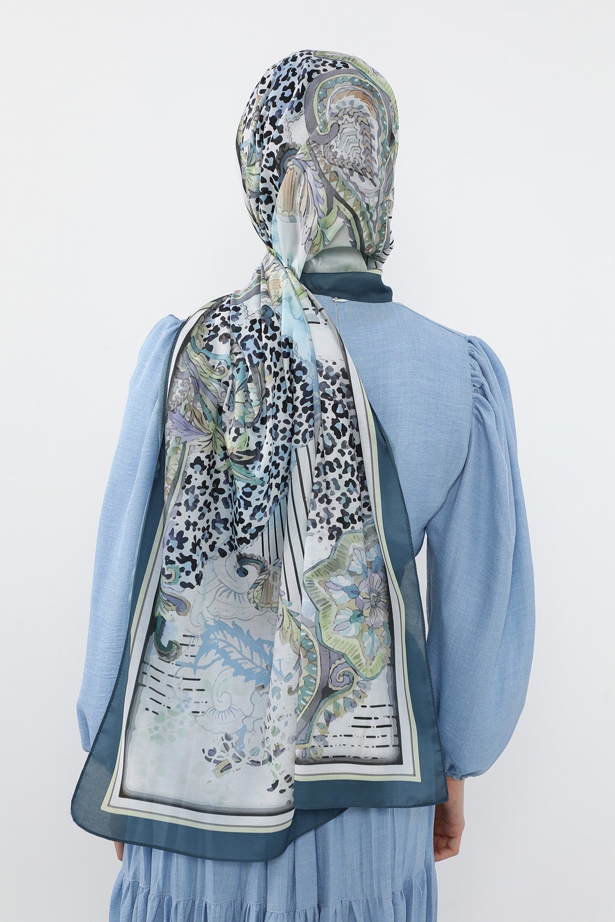 Printed Voile Hijab Scarf, Lightweight Soft Breathable Modest Shawl,SAL-103 Pattern V1