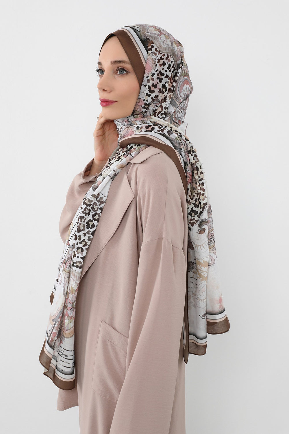 Printed Voile Hijab Scarf, Lightweight Soft Breathable Modest Shawl,SAL-103 Pattern V2