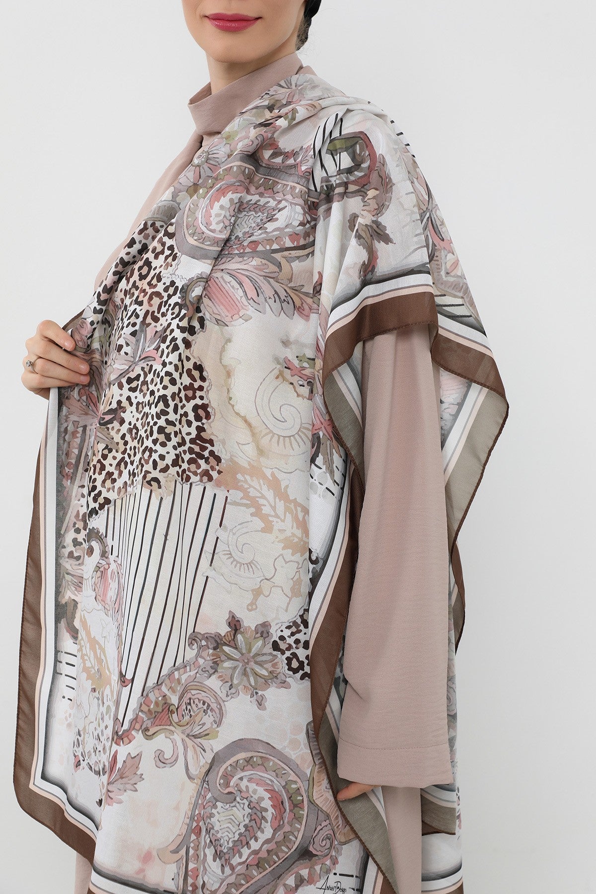 Printed Voile Hijab Scarf, Lightweight Soft Breathable Modest Shawl,SAL-103 Pattern V2