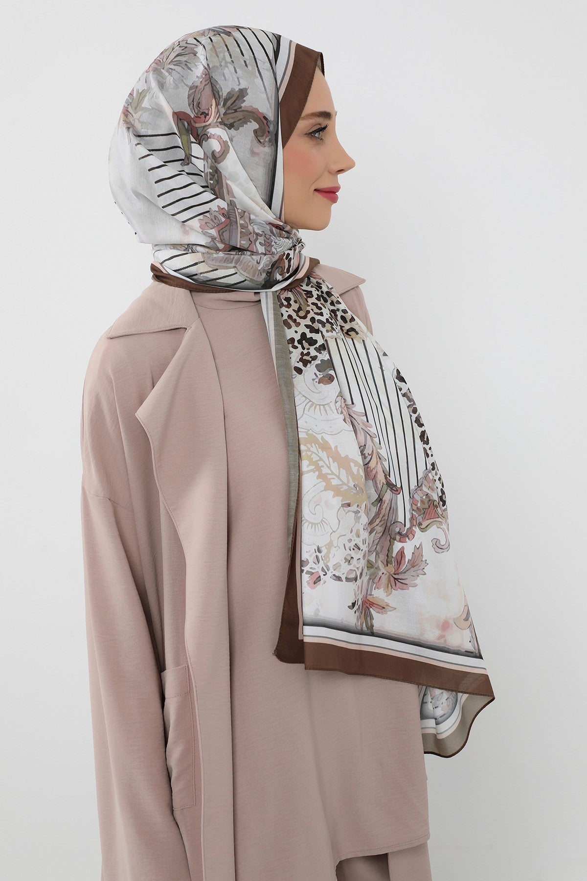 Printed Voile Hijab Scarf, Lightweight Soft Breathable Modest Shawl,SAL-103 Pattern V2