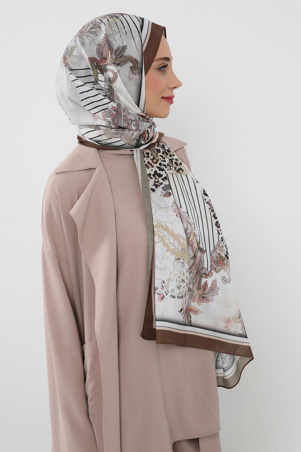 Printed Voile Hijab Scarf, Lightweight Soft Breathable Modest Shawl,SAL-103 Pattern V2