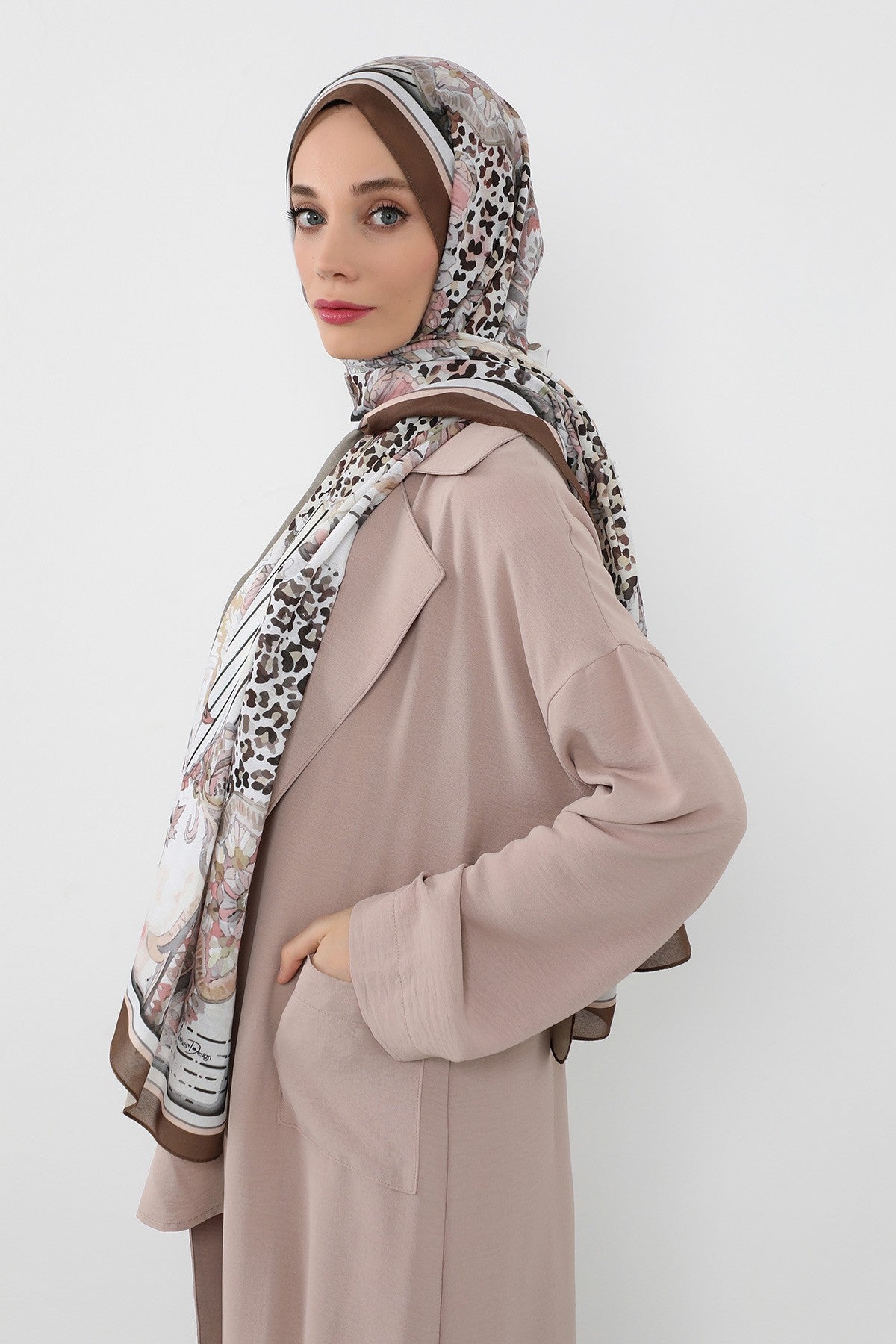 Printed Voile Hijab Scarf, Lightweight Soft Breathable Modest Shawl,SAL-103 Pattern V2