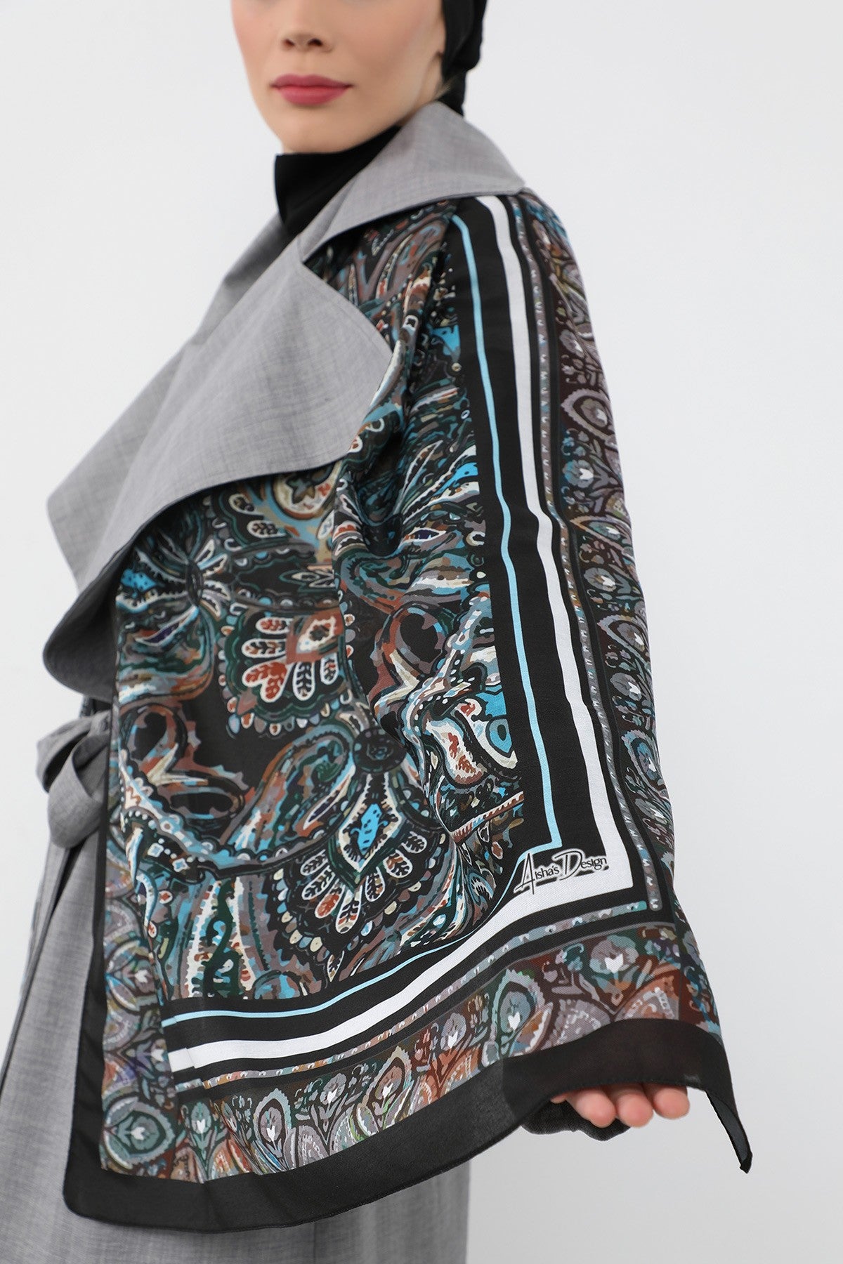 Printed Voile Hijab Scarf, Lightweight Soft Breathable Modest Shawl,SAL-104 Pattern V1
