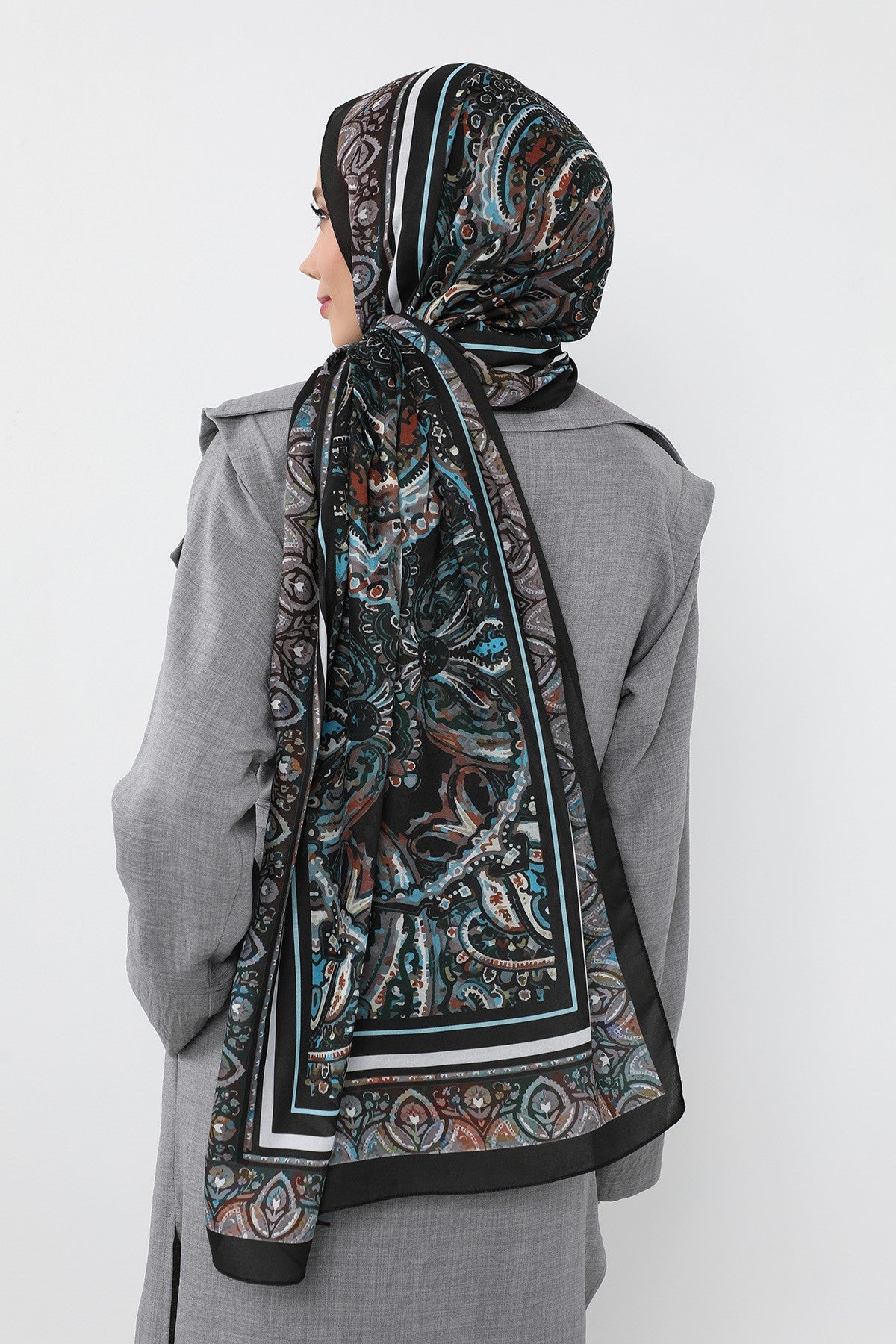 Printed Voile Hijab Scarf, Lightweight Soft Breathable Modest Shawl,SAL-104 Pattern V1