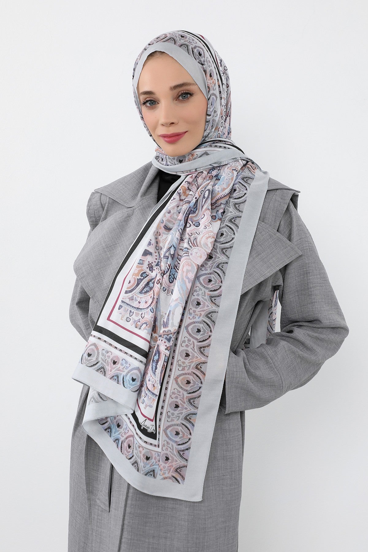 Printed Voile Hijab Scarf, Lightweight Soft Breathable Modest Shawl,SAL-104 Pattern V2
