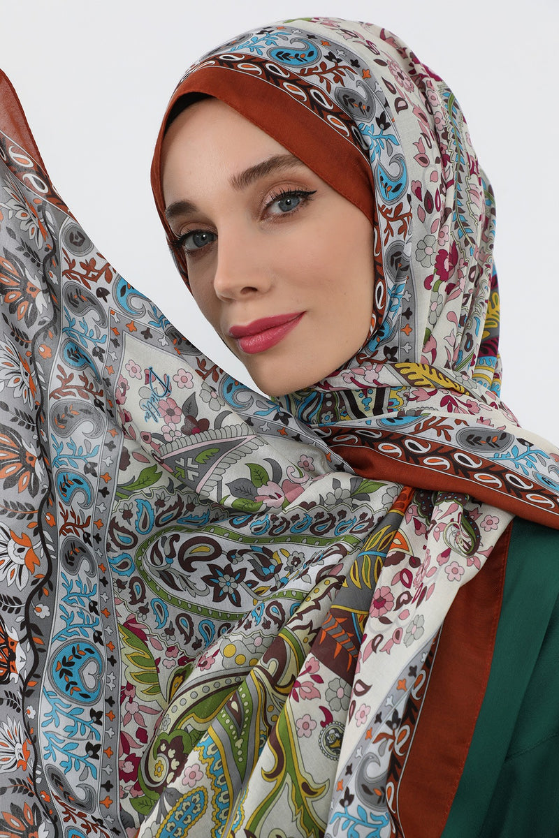 Printed Voile Hijab Scarf, Lightweight Soft Breathable Modest Shawl,SAL-106