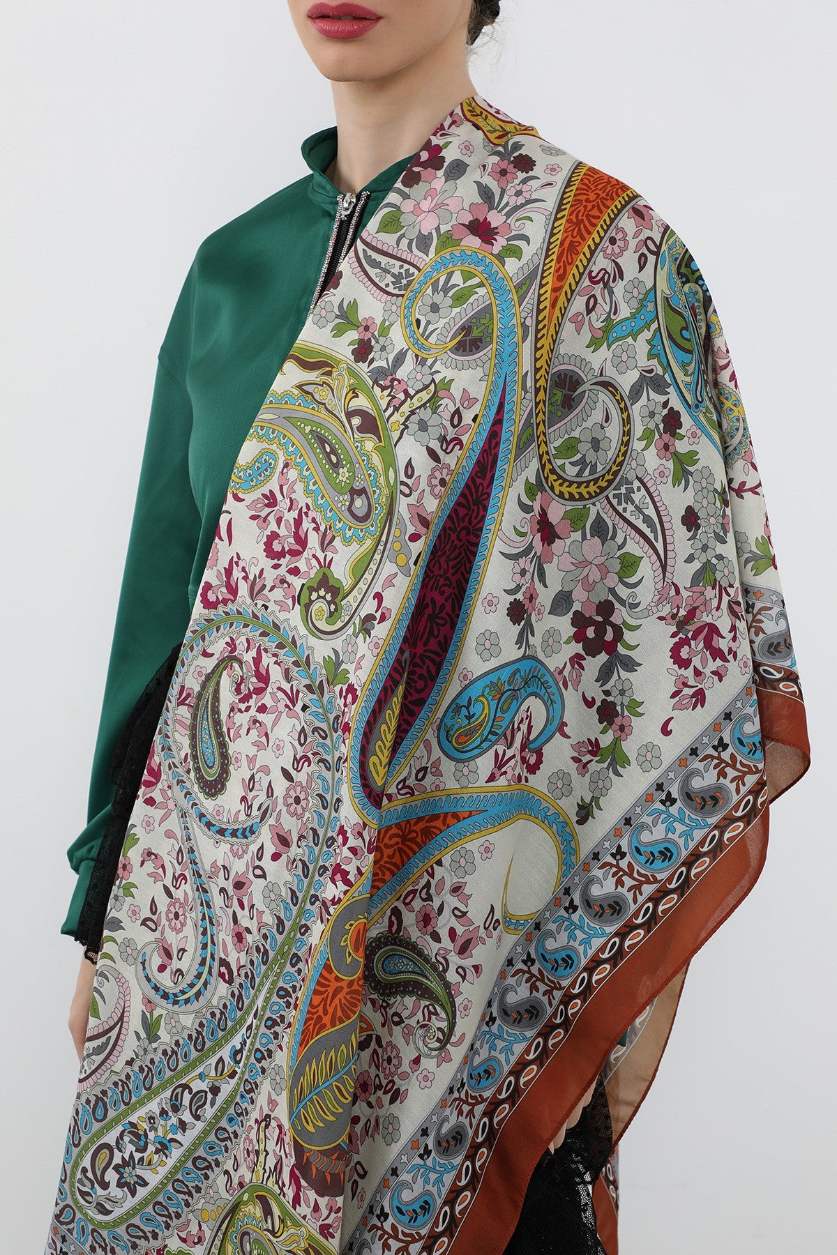 Printed Voile Hijab Scarf, Lightweight Soft Breathable Modest Shawl,SAL-106 Pattern V1