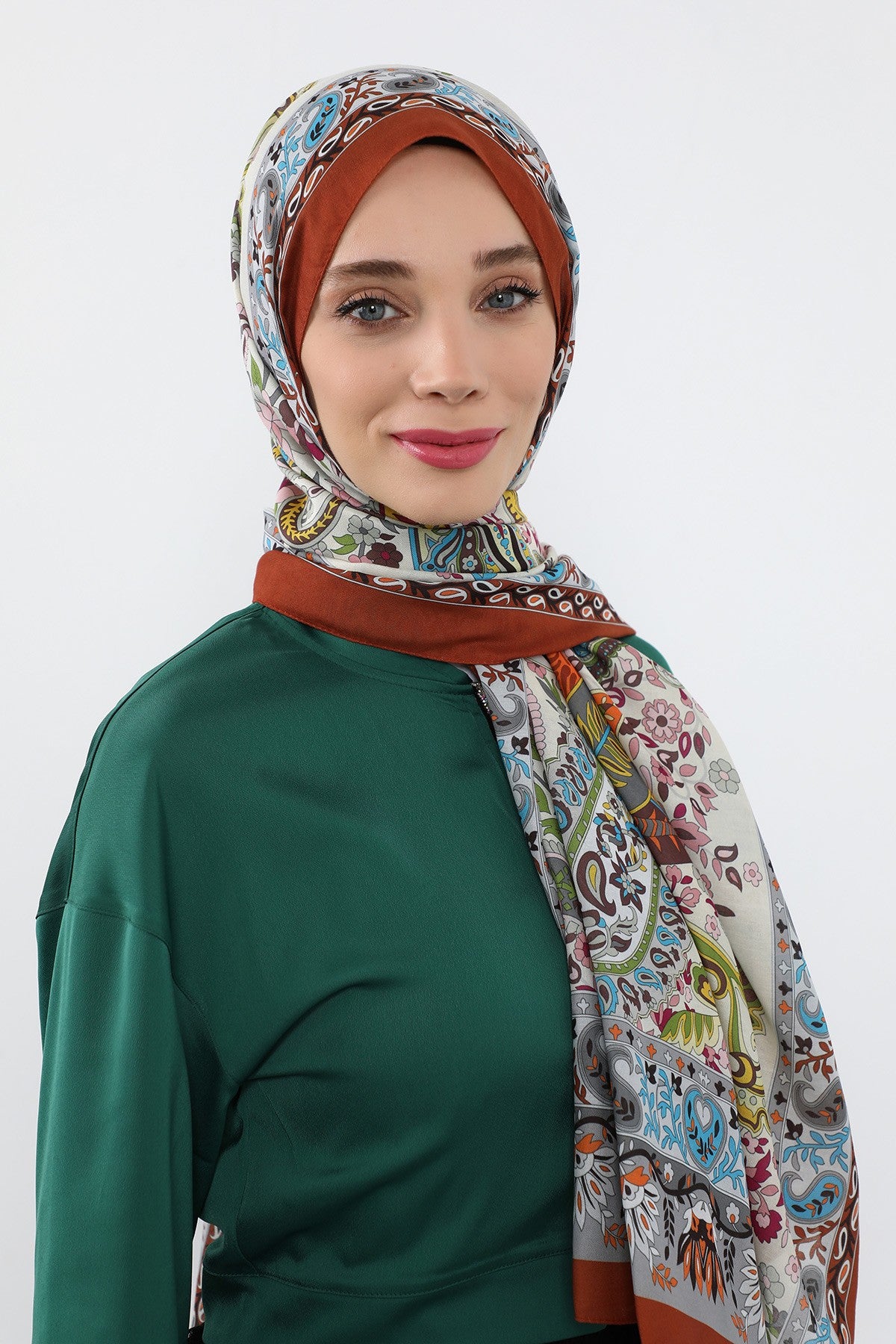 Printed Voile Hijab Scarf, Lightweight Soft Breathable Modest Shawl,SAL-106 Pattern V1