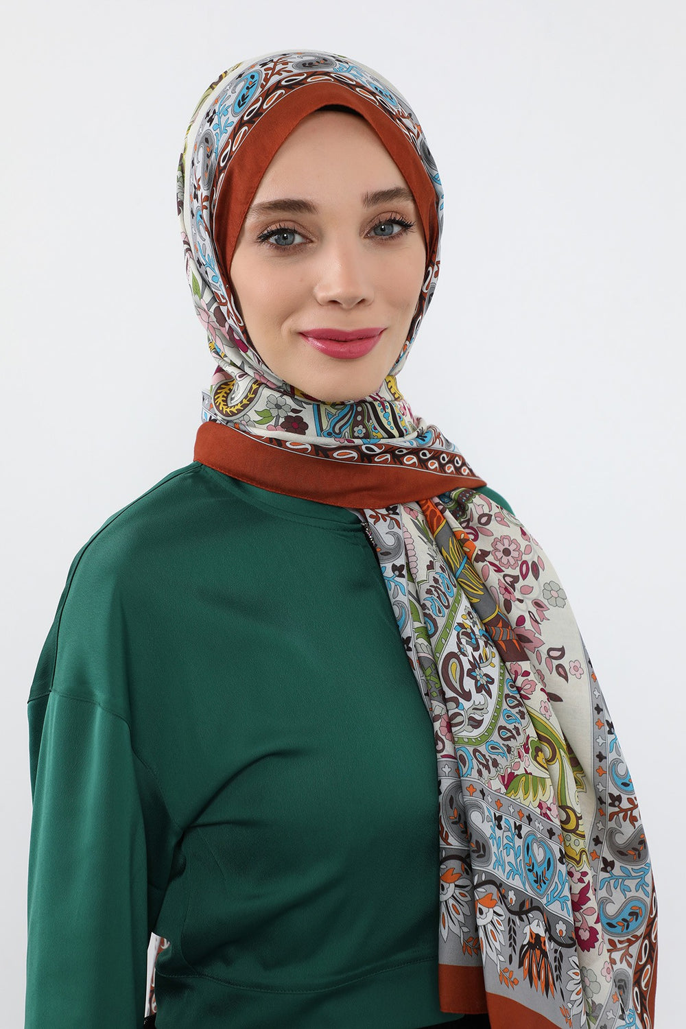Printed Voile Hijab Scarf, Lightweight Soft Breathable Modest Shawl,SAL-106 Pattern V1