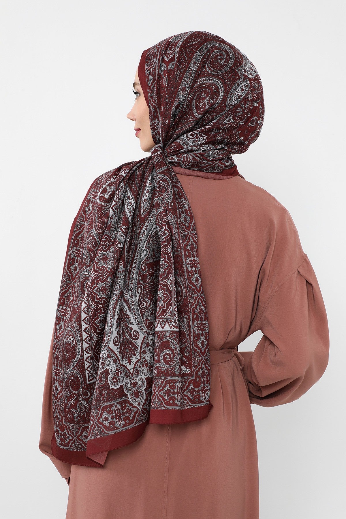 Printed Voile Hijab Scarf, Lightweight Soft Breathable Modest Shawl,SAL-107 Pattern V1