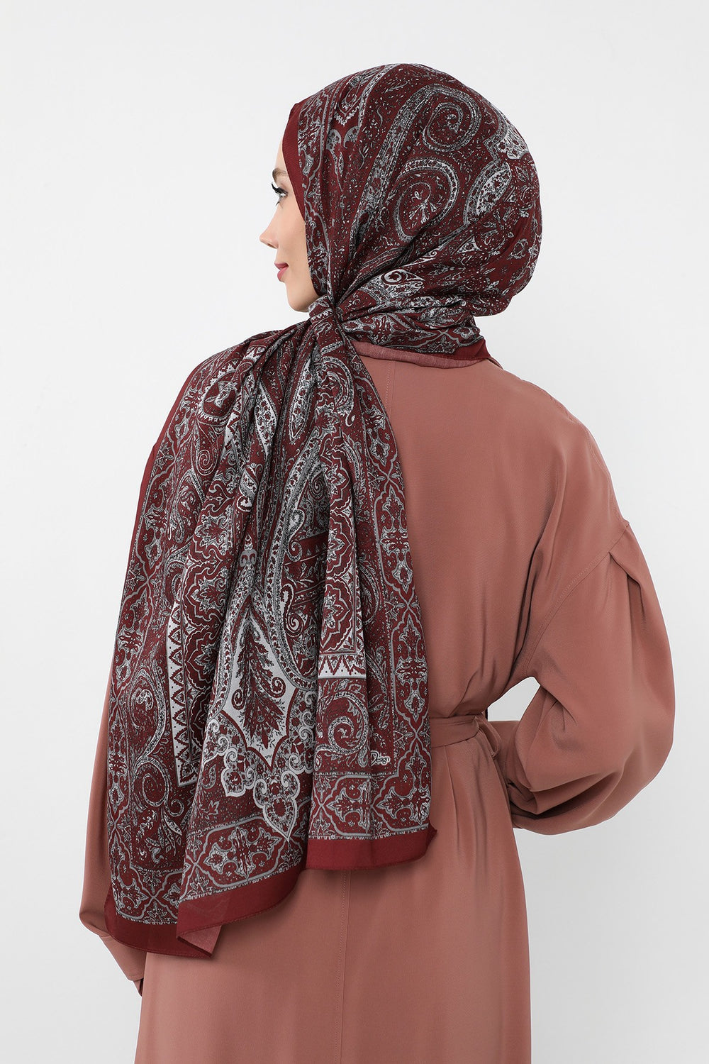 Printed Voile Hijab Scarf, Lightweight Soft Breathable Modest Shawl,SAL-107 Pattern V1