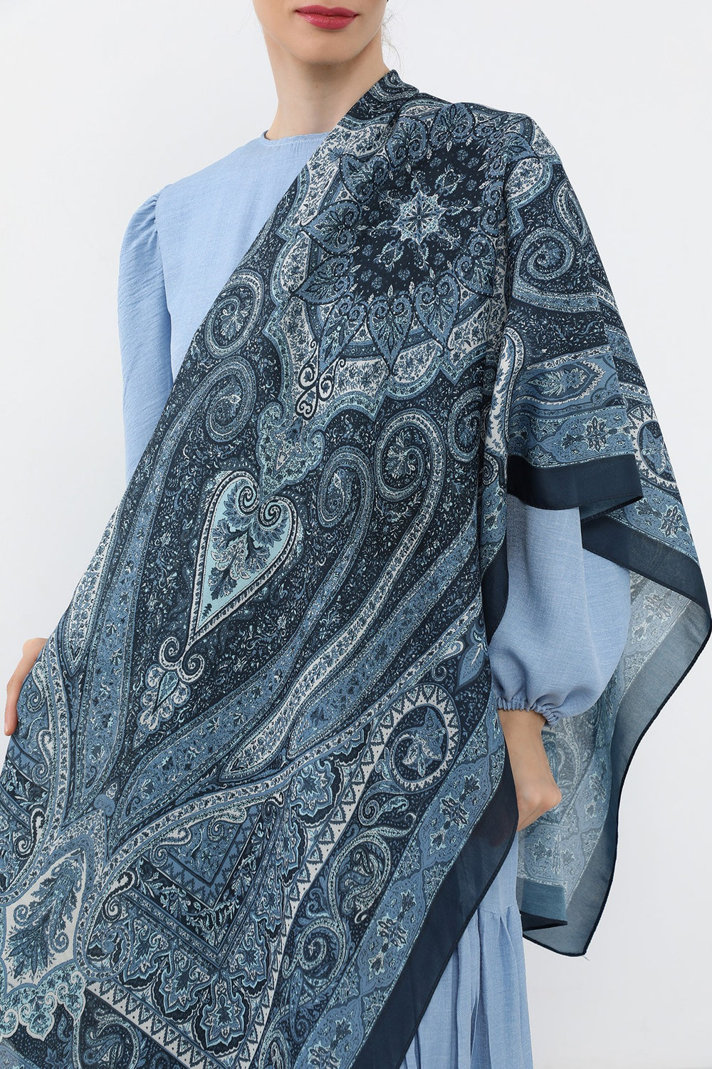 Printed Voile Hijab Scarf, Lightweight Soft Breathable Modest Shawl,SAL-107 Pattern V1
