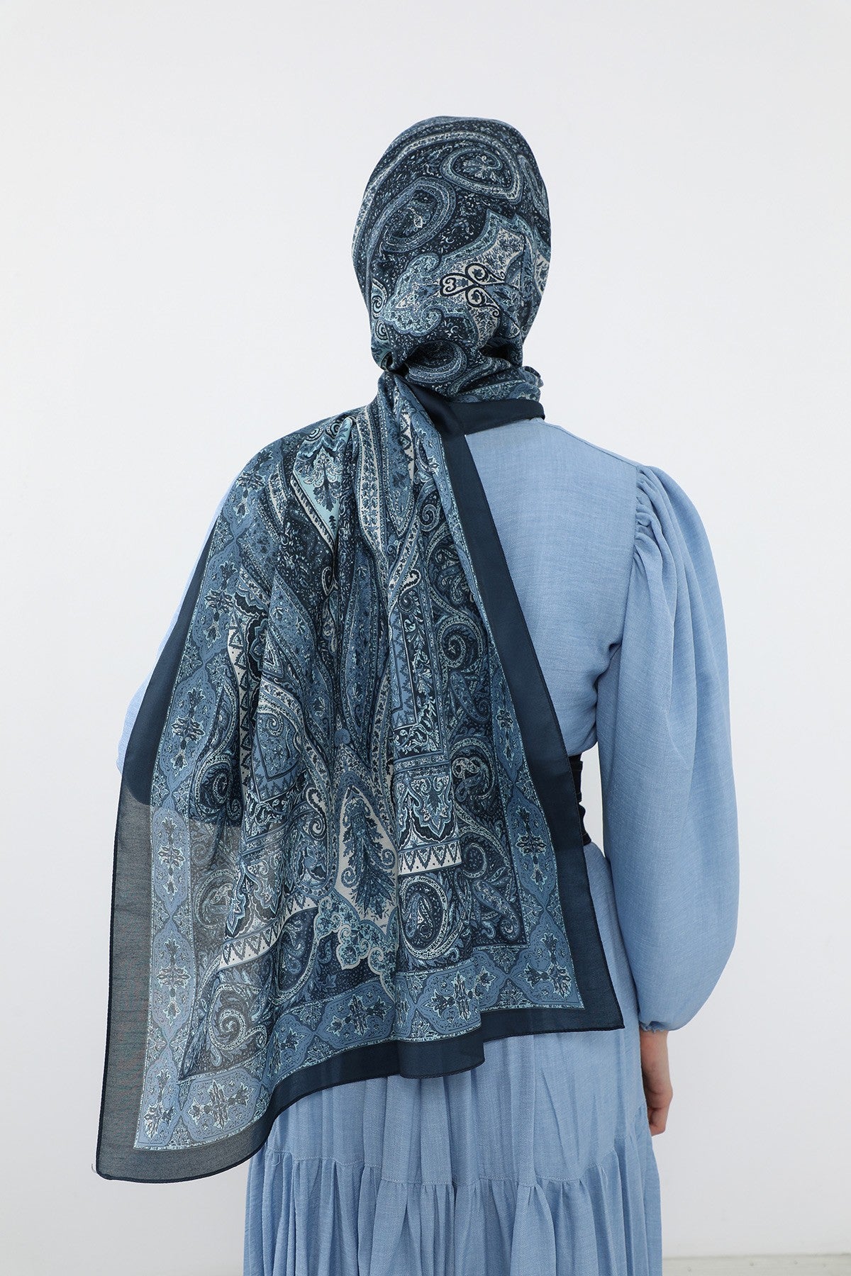 Printed Voile Hijab Scarf, Lightweight Soft Breathable Modest Shawl,SAL-107 Pattern V1