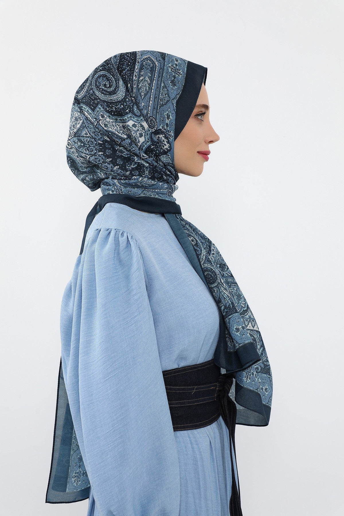 Printed Voile Hijab Scarf, Lightweight Soft Breathable Modest Shawl,SAL-107 Pattern V2