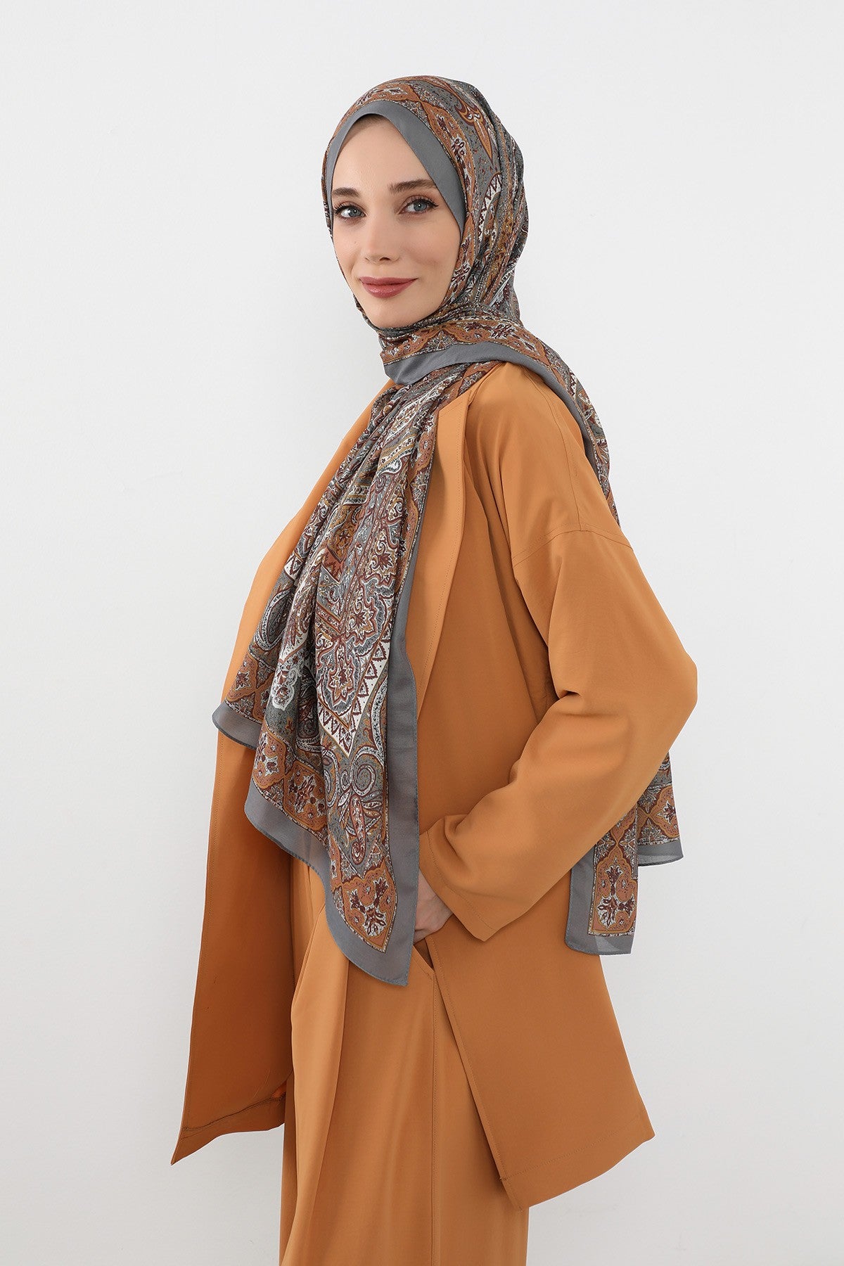 Printed Voile Hijab Scarf, Lightweight Soft Breathable Modest Shawl,SAL-107 Pattern V2