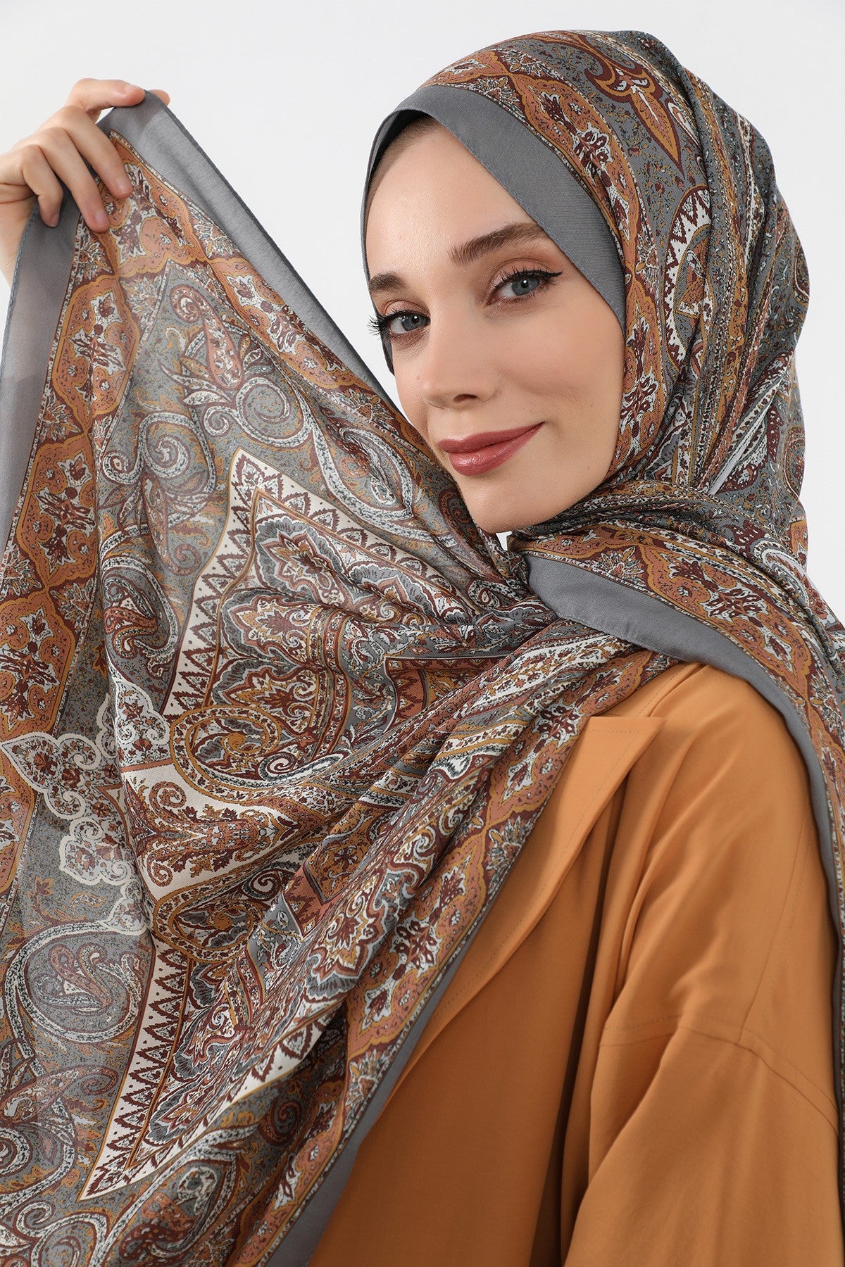 Printed Voile Hijab Scarf, Lightweight Soft Breathable Modest Shawl,SAL-107 Pattern V3