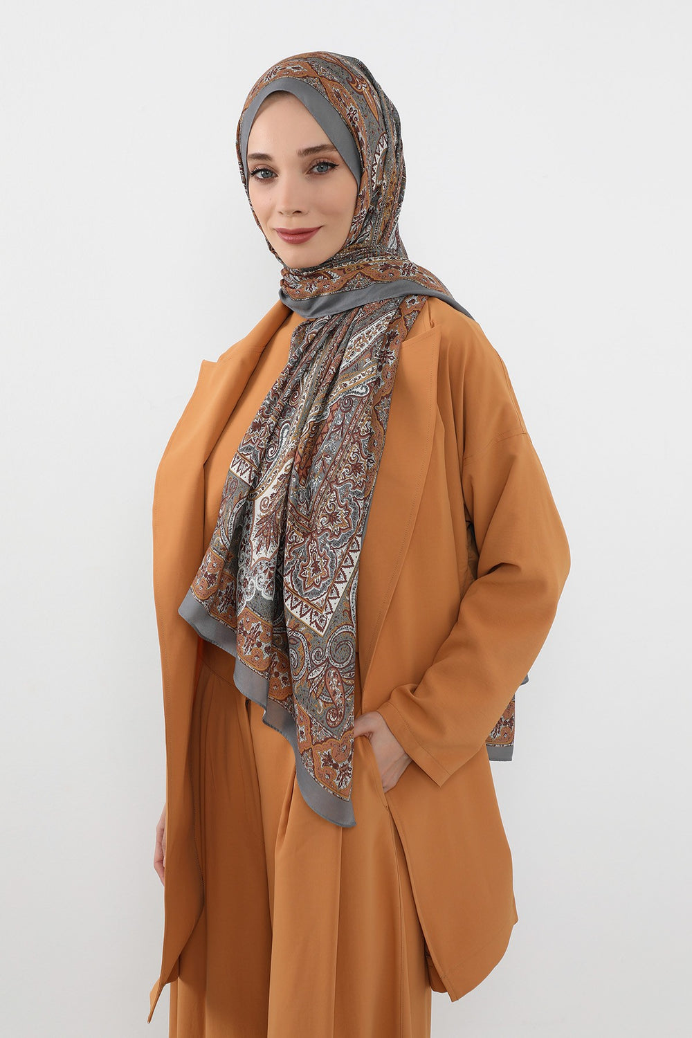 Printed Voile Hijab Scarf, Lightweight Soft Breathable Modest Shawl,SAL-107 Pattern V3