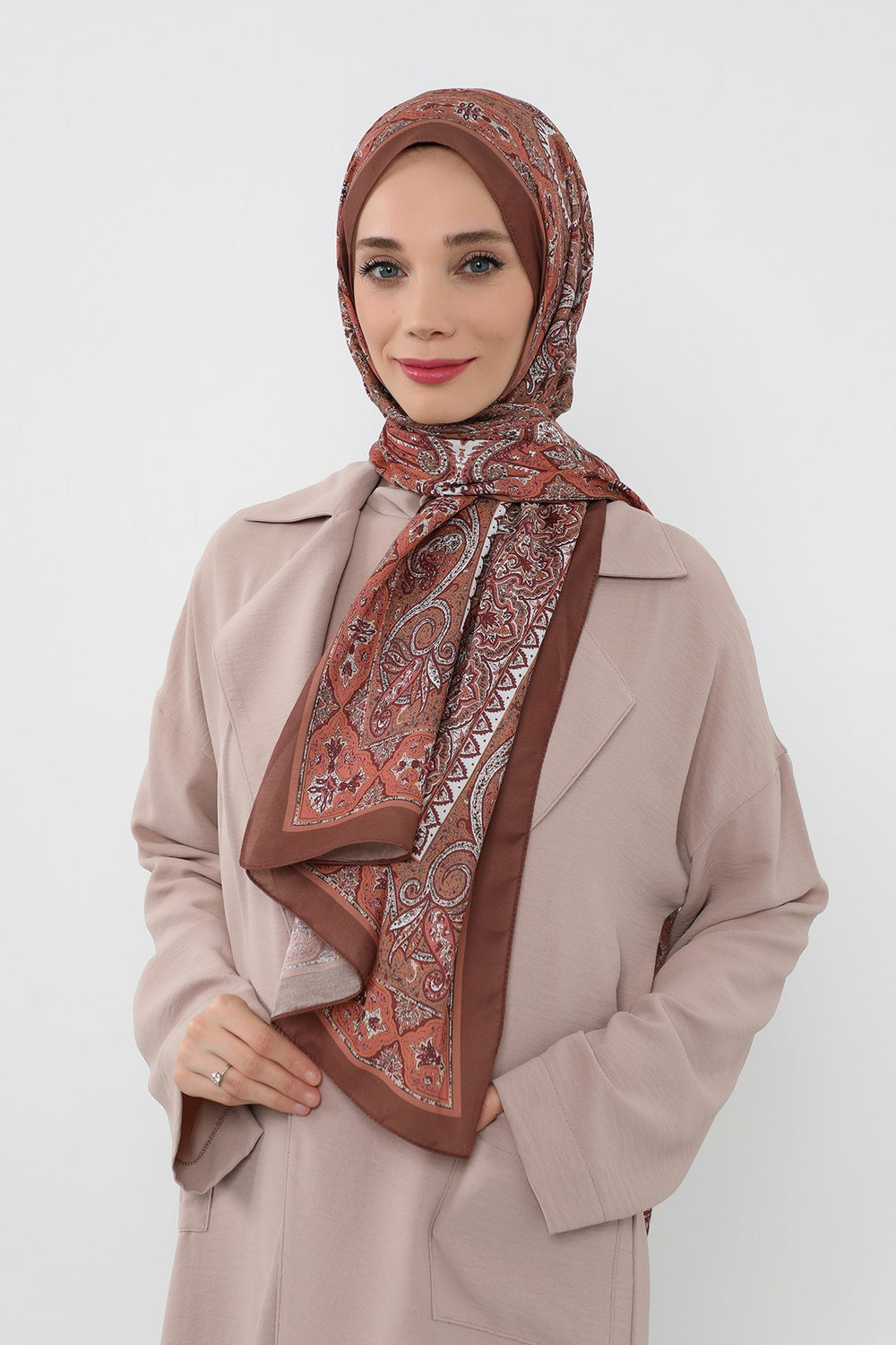 Printed Voile Hijab Scarf, Lightweight Soft Breathable Modest Shawl,SAL-107 Pattern V3