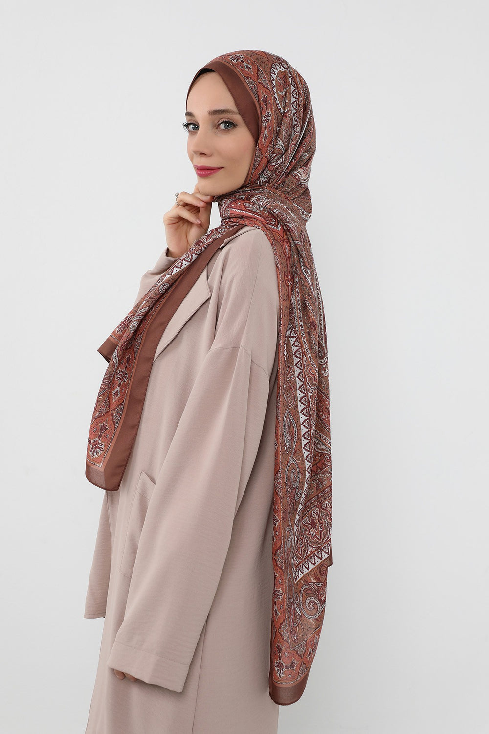 Printed Voile Hijab Scarf, Lightweight Soft Breathable Modest Shawl,SAL-107 Pattern V3