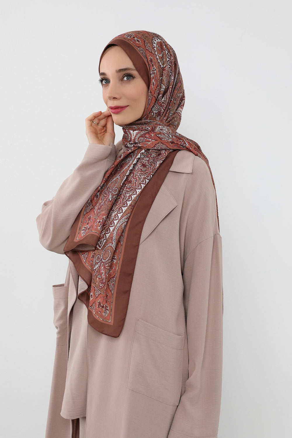 Printed Voile Hijab Scarf, Lightweight Soft Breathable Modest Shawl,SAL-107 Pattern V4