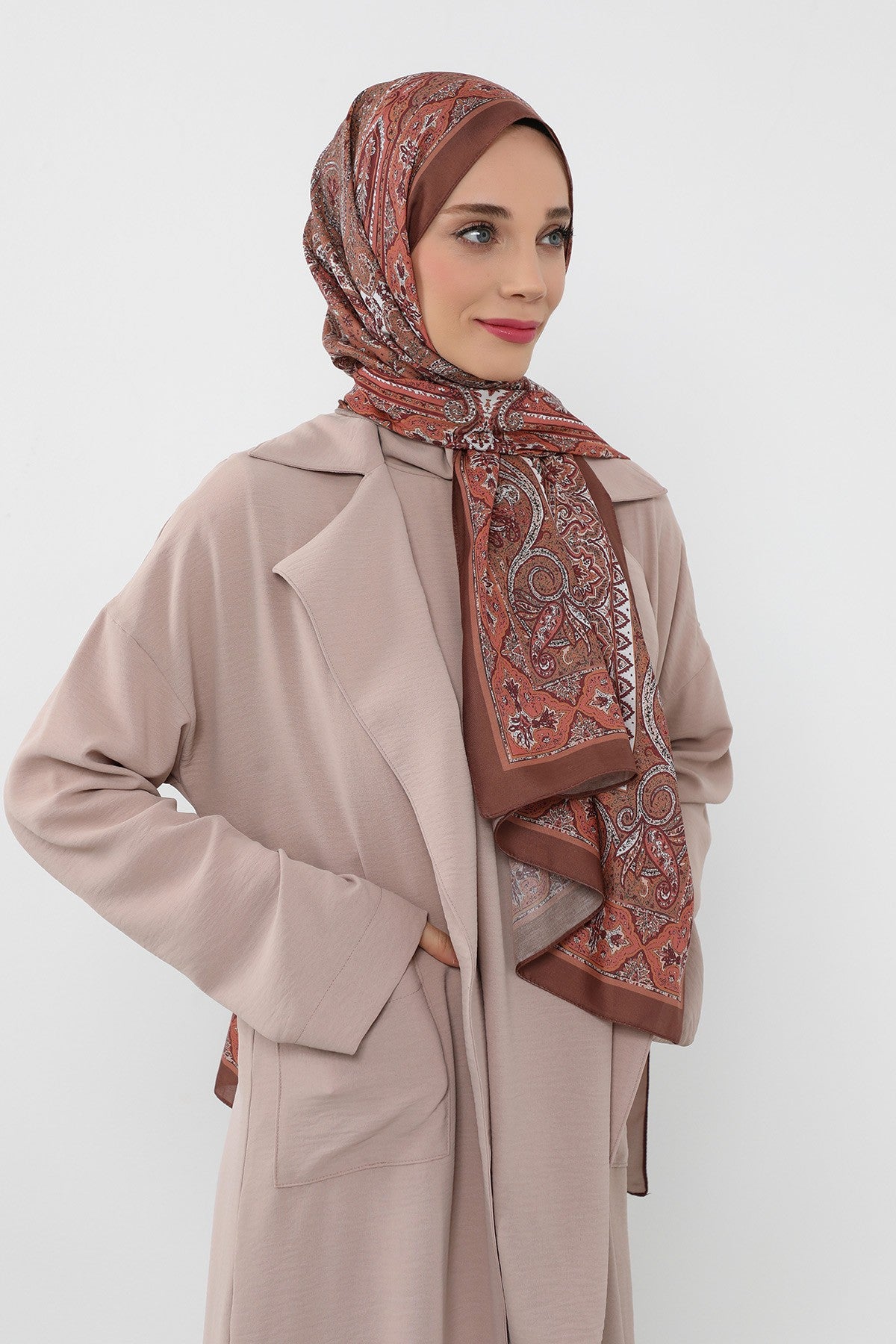 Printed Voile Hijab Scarf, Lightweight Soft Breathable Modest Shawl,SAL-107 Pattern V4