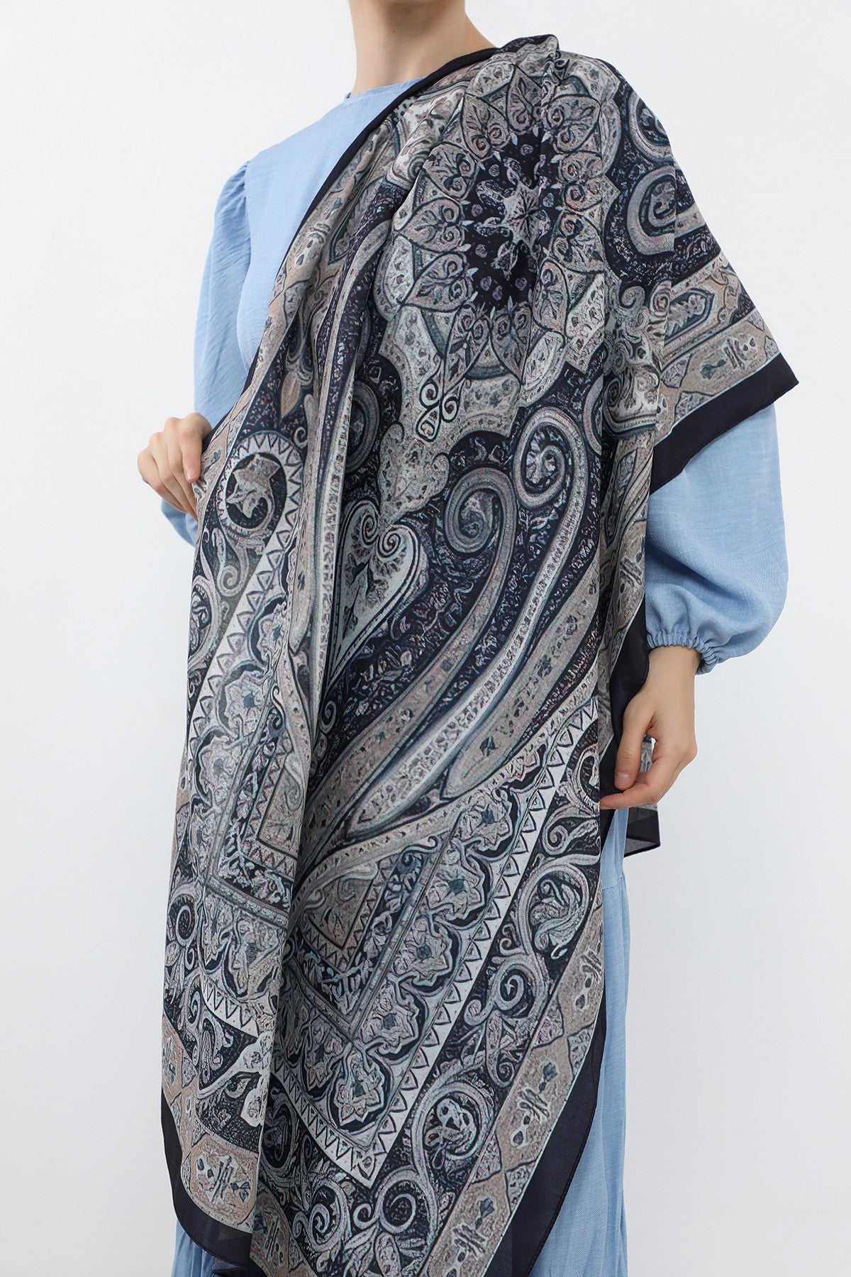 Printed Voile Hijab Scarf, Lightweight Soft Breathable Modest Shawl,SAL-107 Pattern V5