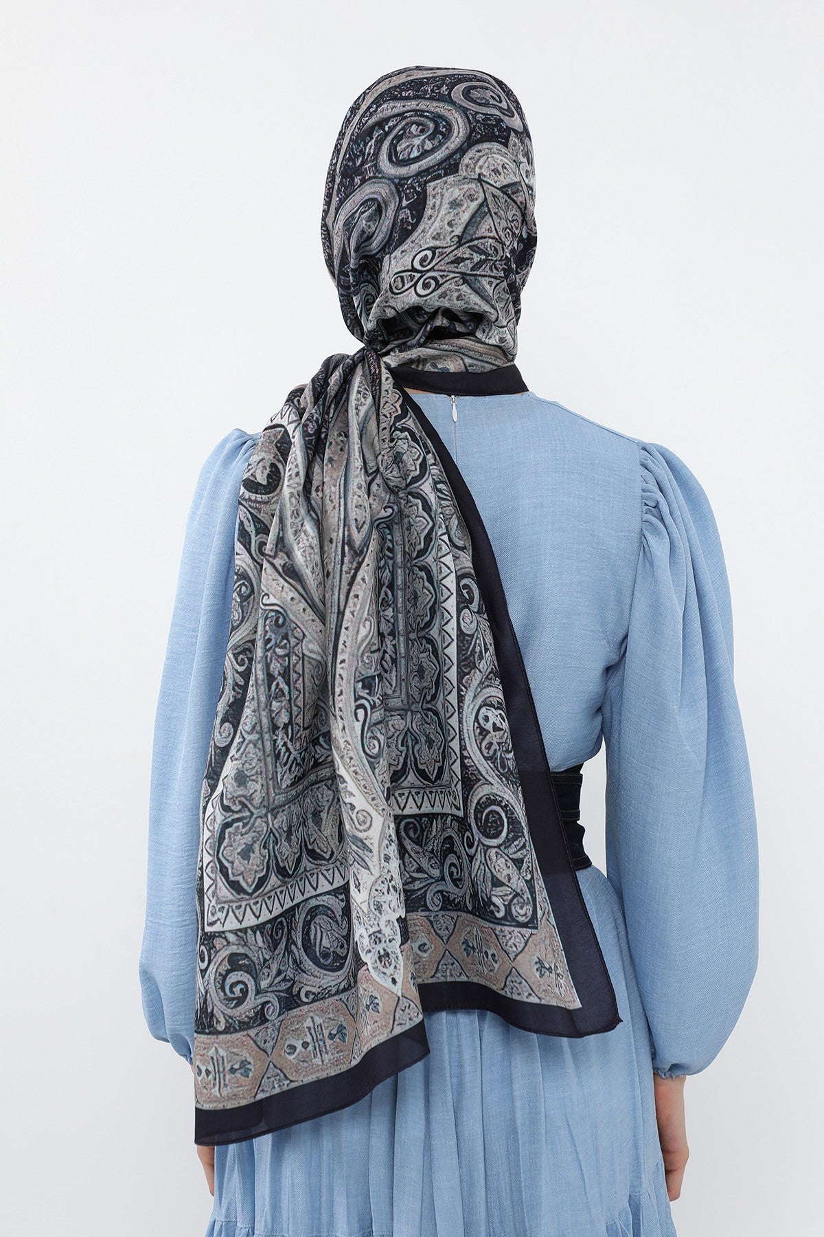 Printed Voile Hijab Scarf, Lightweight Soft Breathable Modest Shawl,SAL-107 Pattern V5