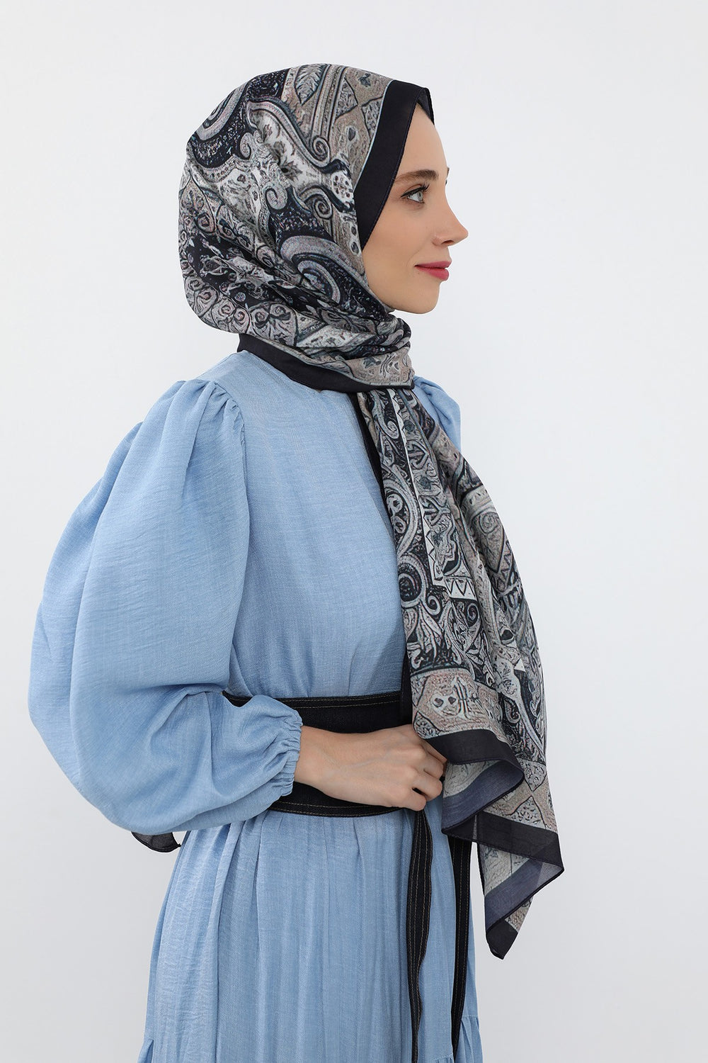 Printed Voile Hijab Scarf, Lightweight Soft Breathable Modest Shawl,SAL-107 Pattern V5