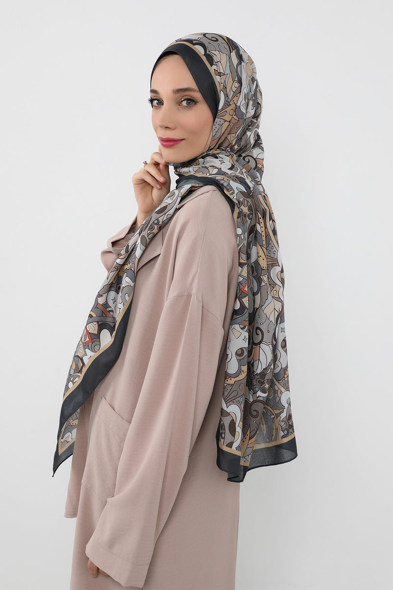 Printed Voile Hijab Scarf, Lightweight Soft Breathable Modest Shawl,SAL-110