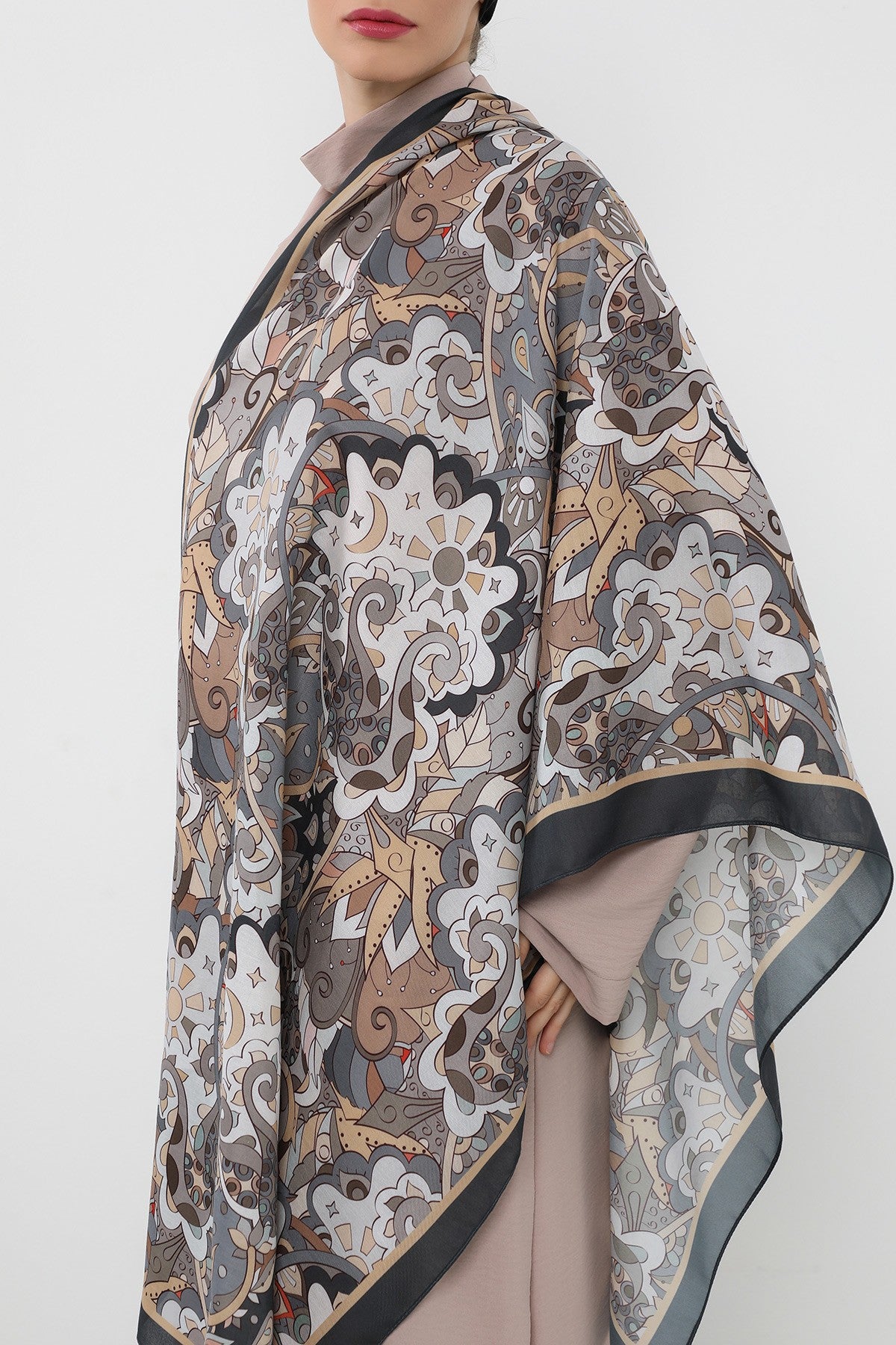 Printed Voile Hijab Scarf, Lightweight Soft Breathable Modest Shawl,SAL-110 Pattern V1