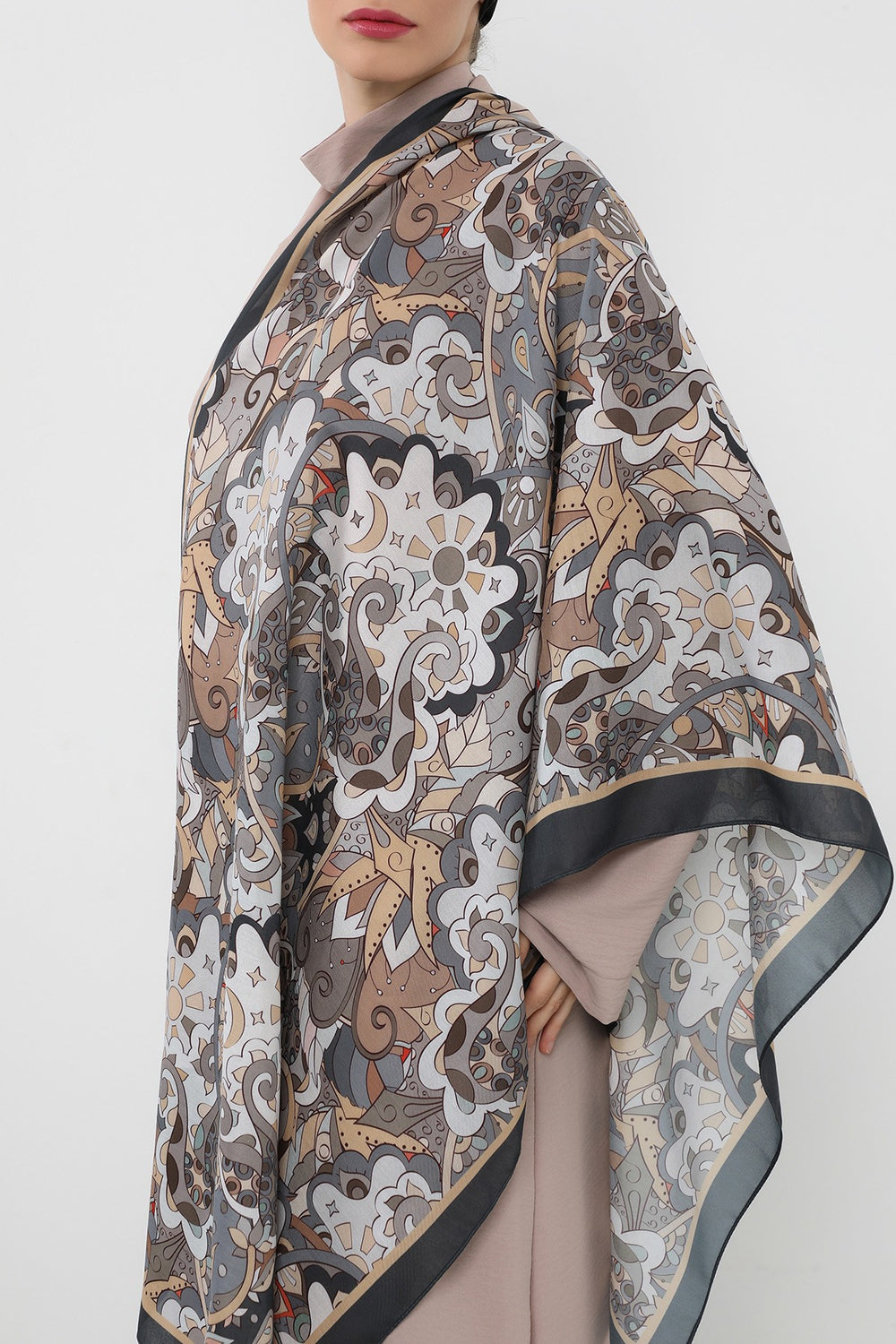 Printed Voile Hijab Scarf, Lightweight Soft Breathable Modest Shawl,SAL-110 Pattern V1