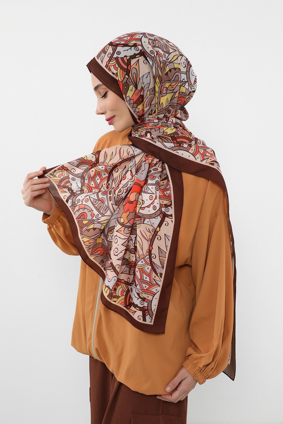 Printed Voile Hijab Scarf, Lightweight Soft Breathable Modest Shawl,SAL-111 Pattern V1