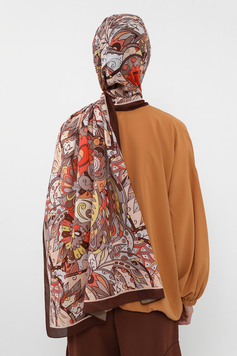 Printed Voile Hijab Scarf, Lightweight Soft Breathable Modest Shawl,SAL-111 Pattern V1