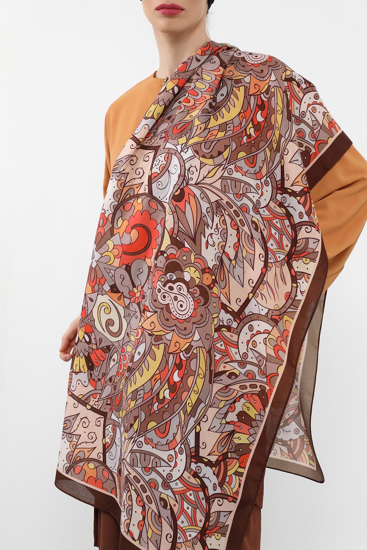 Printed Voile Hijab Scarf, Lightweight Soft Breathable Modest Shawl,SAL-111 Pattern V1