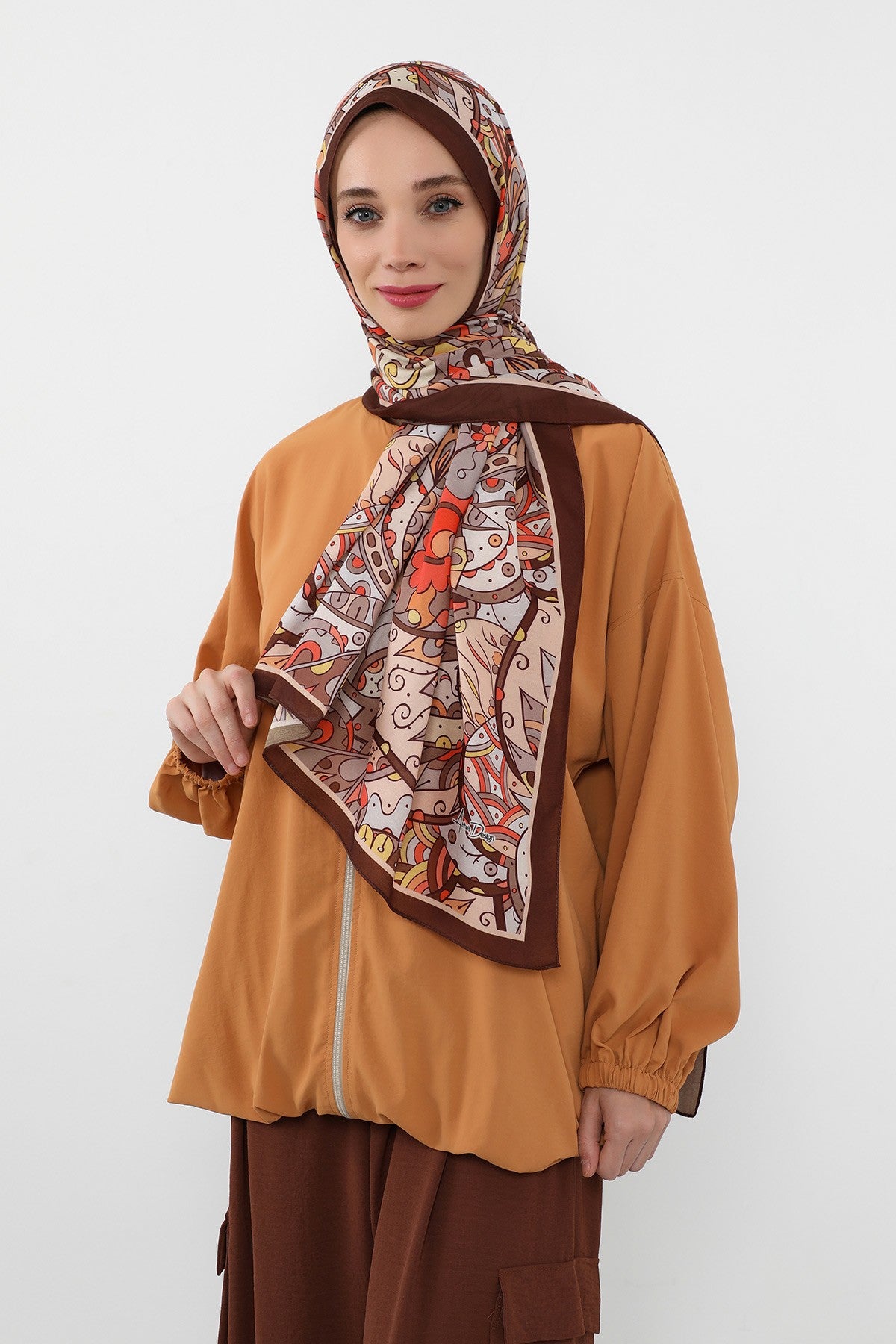 Printed Voile Hijab Scarf, Lightweight Soft Breathable Modest Shawl,SAL-111 Pattern V1
