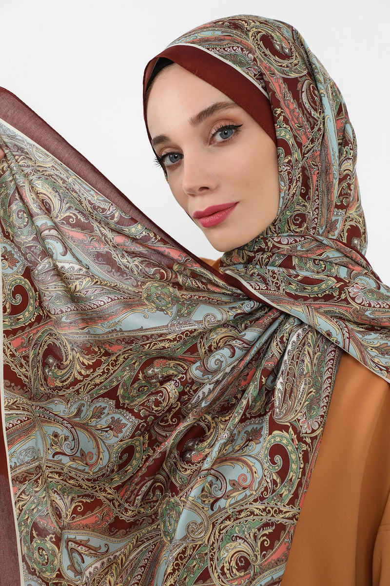 Printed Voile Hijab Scarf, Lightweight Soft Breathable Modest Shawl,SAL-124