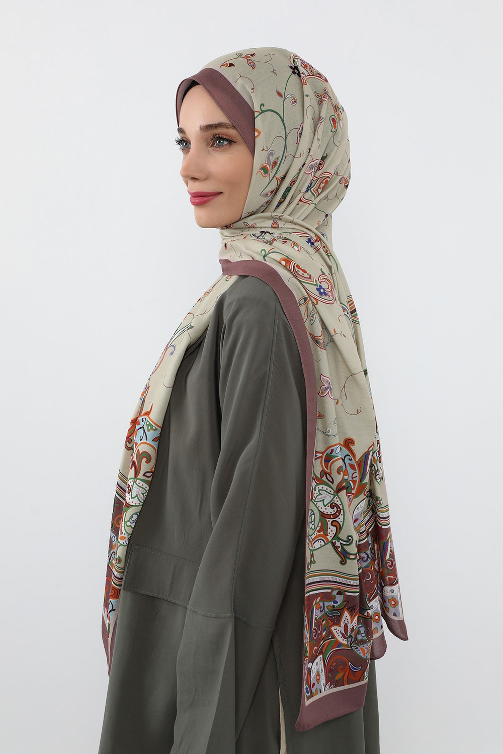 Printed Voile Hijab Scarf, Lightweight Soft Breathable Modest Shawl,SAL-131 Pattern V1