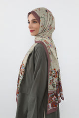 Printed Voile Hijab Scarf, Lightweight Soft Breathable Modest Shawl,SAL-131 Pattern V1