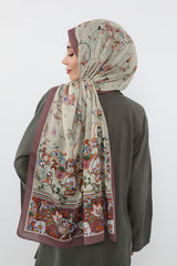 Printed Voile Hijab Scarf, Lightweight Soft Breathable Modest Shawl,SAL-131 Pattern V1