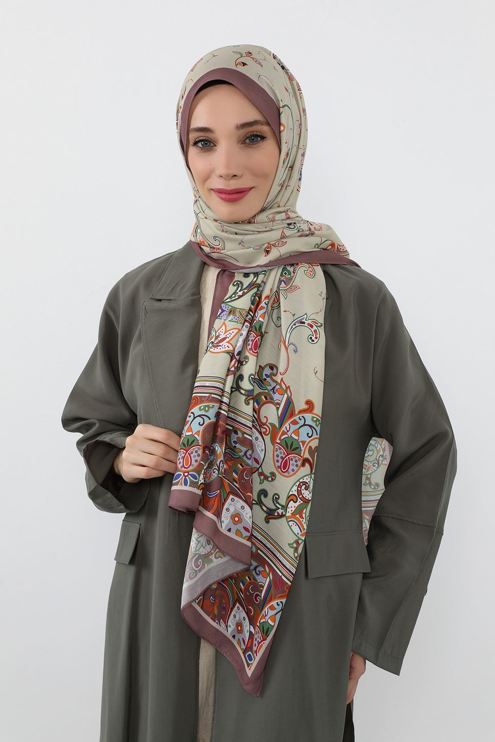 Printed Voile Hijab Scarf, Lightweight Soft Breathable Modest Shawl,SAL-131 Pattern V1