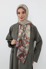 Printed Voile Hijab Scarf, Lightweight Soft Breathable Modest Shawl,SAL-131 Pattern V1