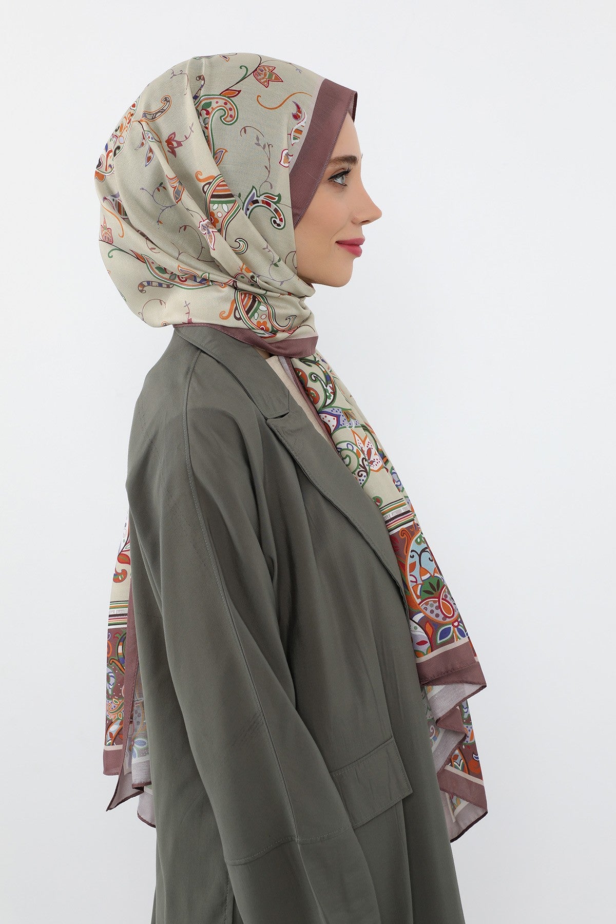 Printed Voile Hijab Scarf, Lightweight Soft Breathable Modest Shawl,SAL-131 Pattern V1