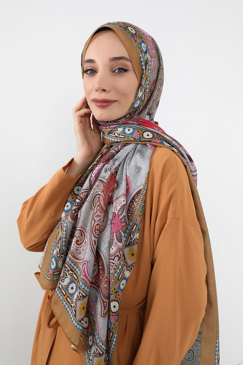 Printed Voile Hijab Scarf, Lightweight Soft Breathable Modest Shawl,SAL-133