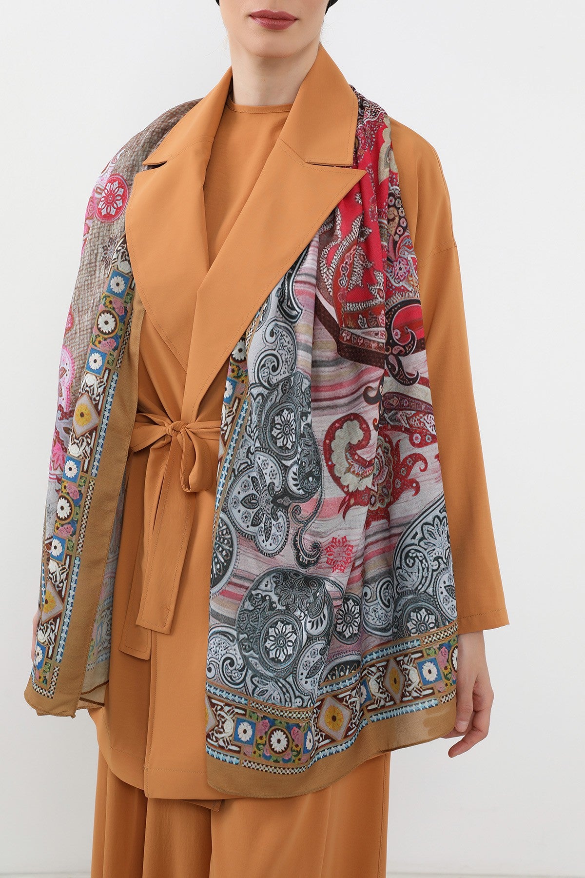 Printed Voile Hijab Scarf, Lightweight Soft Breathable Modest Shawl,SAL-133 Pattern V1