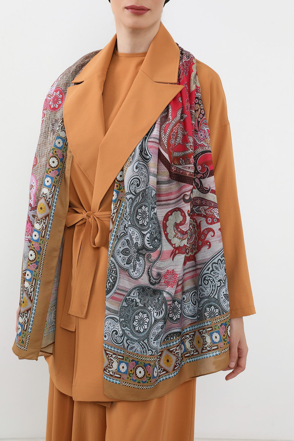 Printed Voile Hijab Scarf, Lightweight Soft Breathable Modest Shawl,SAL-133 Pattern V1