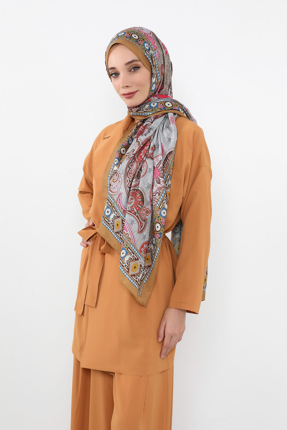 Printed Voile Hijab Scarf, Lightweight Soft Breathable Modest Shawl,SAL-133 Pattern V1