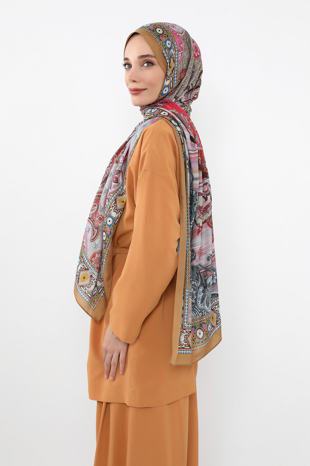 Printed Voile Hijab Scarf, Lightweight Soft Breathable Modest Shawl,SAL-133 Pattern V1